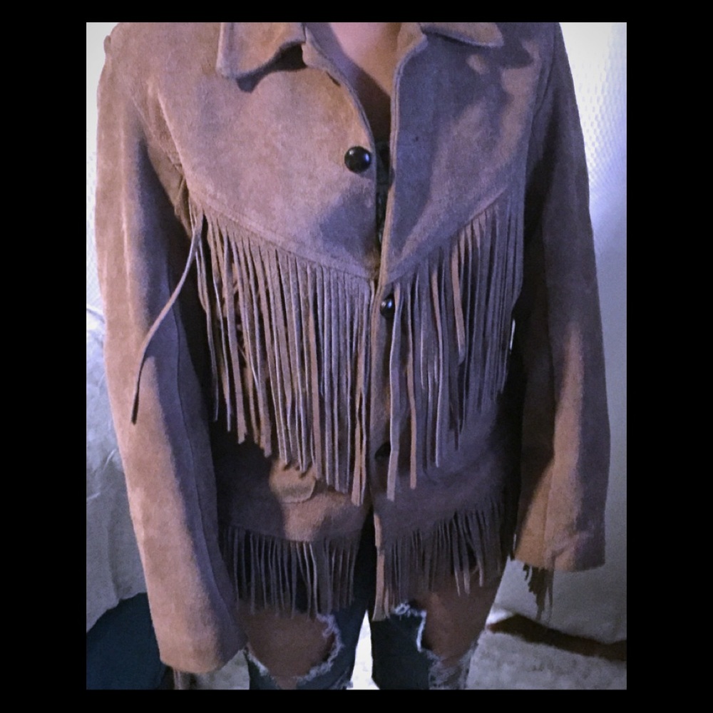 Vintage fringe cowboy jacket suede